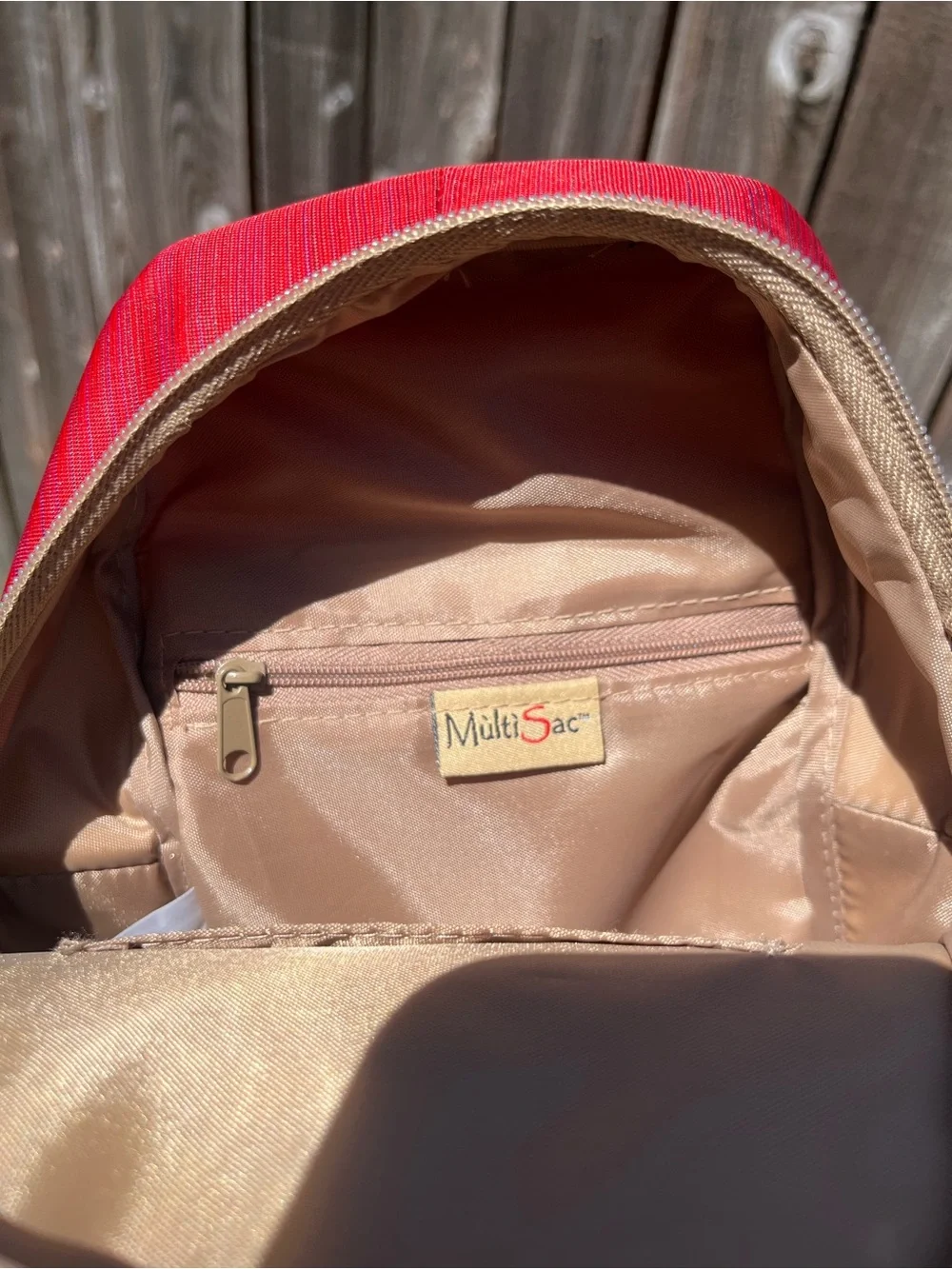 Multisac small orange canvas backpack purse